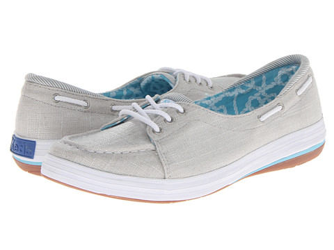 Keds Shine Boat Shoe Silver Brushed Twill | Shipped Free at Zappos