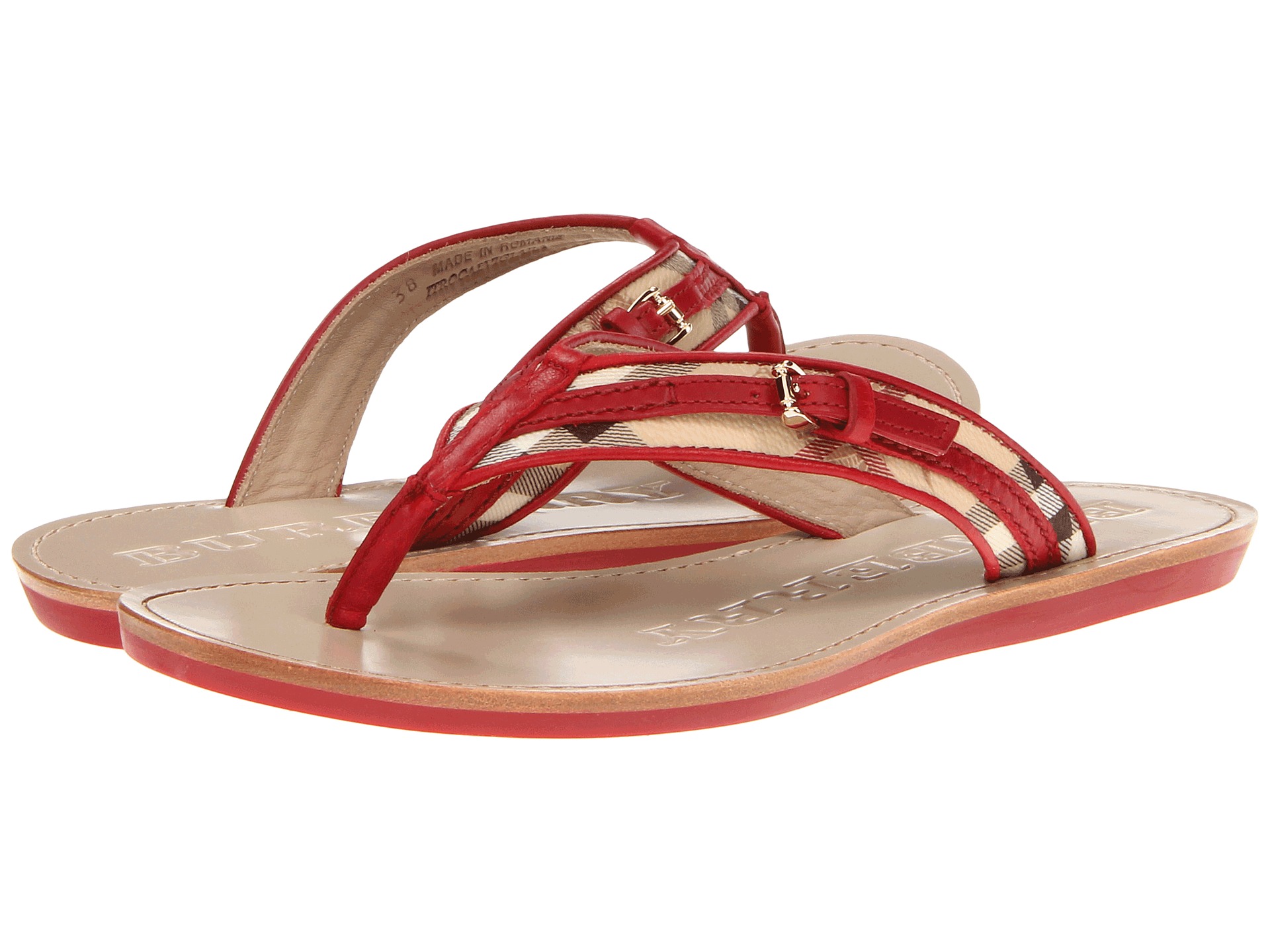   225.00 NEW Burberry Check Buckle Detail Flip Flops $225.00 NEW